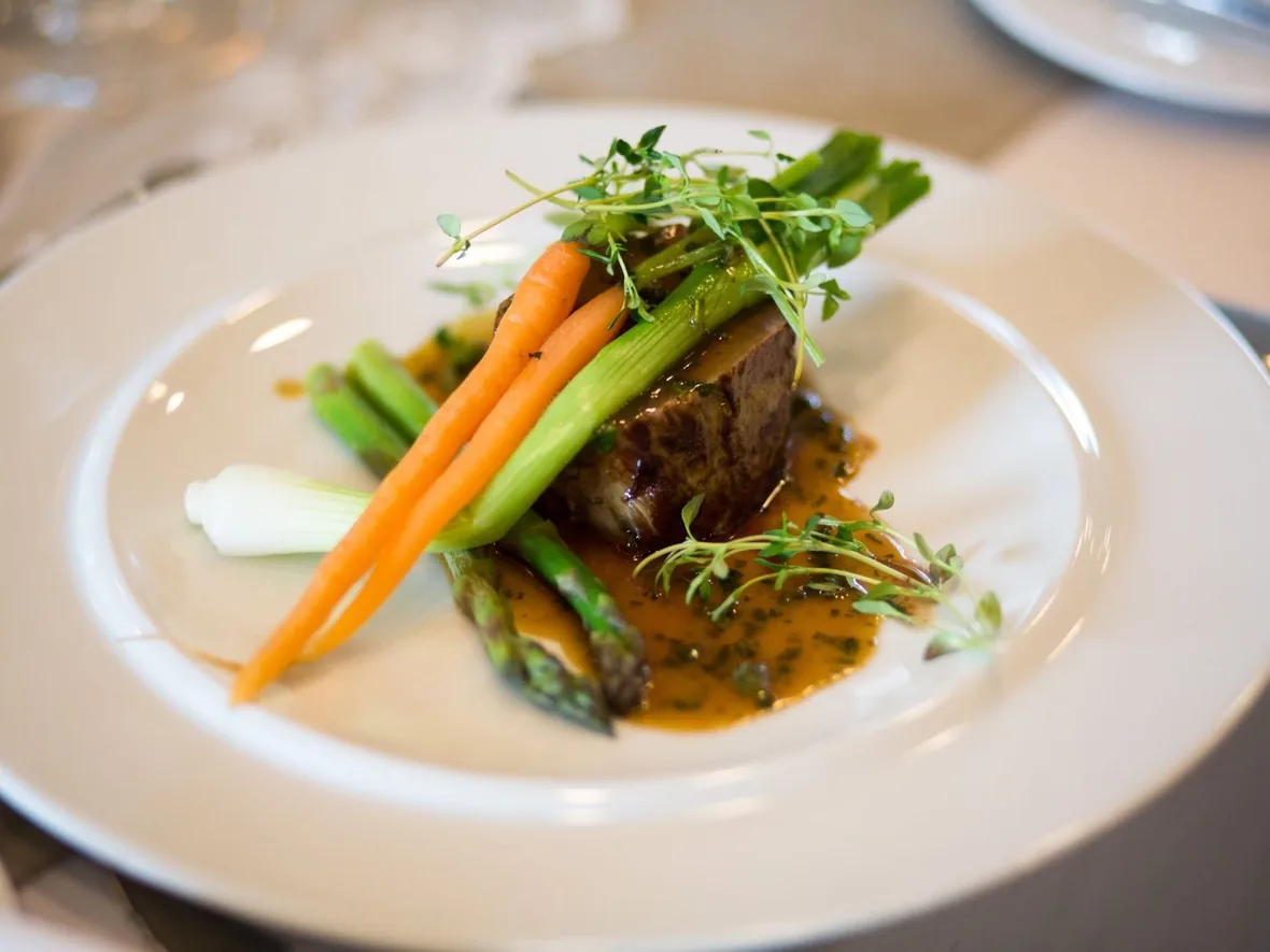 A beautifully plated finished restaurant dish